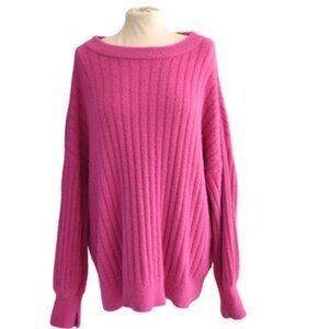 Aerie Oversized Sweater M Pink Super Soft Knit Slouchy Cozy Loungecore Barbiecor